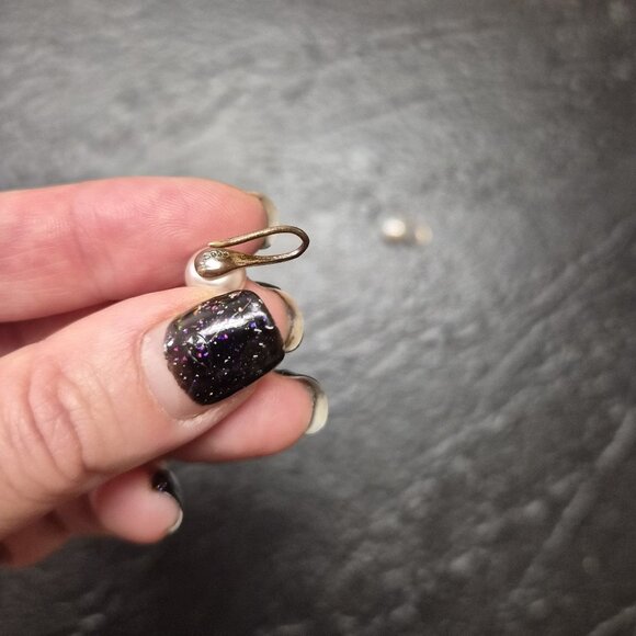 S999 Fine Silver & Button Pearl Earrings Small Vintage Hooks Kids Jewelry Dainty - Picture 6 of 6